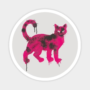 Pink Cat Spray Paint Graffiti Magnet